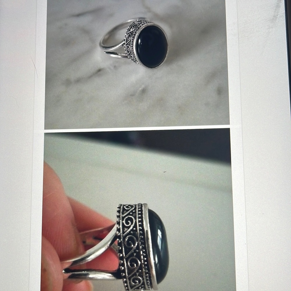 Vintage black onyx ring
